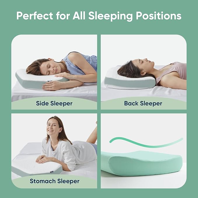 Vesta MintZen Silicone Foam Pillow, Wave Shape for Shoulder & Neck Support, Ideal for Back, Stomach, and Combo Sleepers, Washable Cooling Cover, Medium Profile (3-3.5" Height)