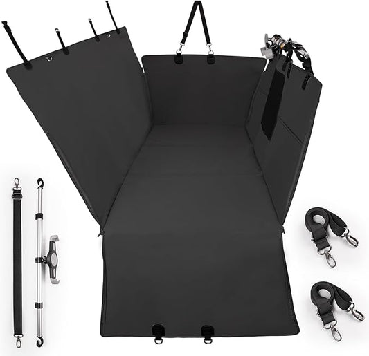 Furri&Me Dog Car Seat Cover, Back Seat Cover for Dogs Pet Car Seat Protector 400lbs Capacity Waterproof Non-Slip Bench Hard Bottom Car Seat Cover for Most Cars Trucks SUVs(Black)