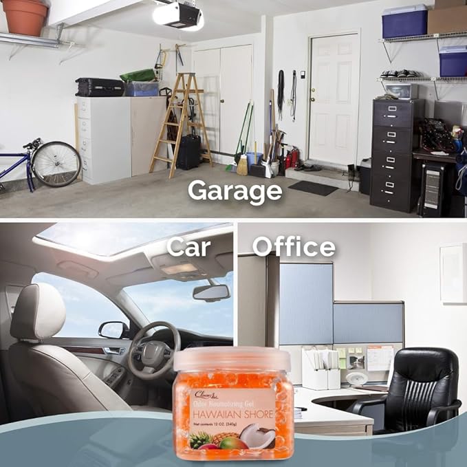 Clear Air Odor Eliminator Gel - 12 oz, Pack of 2 - Air Freshener Made with Essential Oils - Eliminates Odors in Bathrooms, Cars, Boats, RVs & Pet Areas - Hawaiian Shore Scent