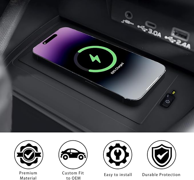 Center Console Wireless Charging Protective Mat and Center Console Cover Carbon Fiber fits for 2025 2026 Forester Accessories Inserts Liner Anti-Slip Anti-Dust Waterproof Mats