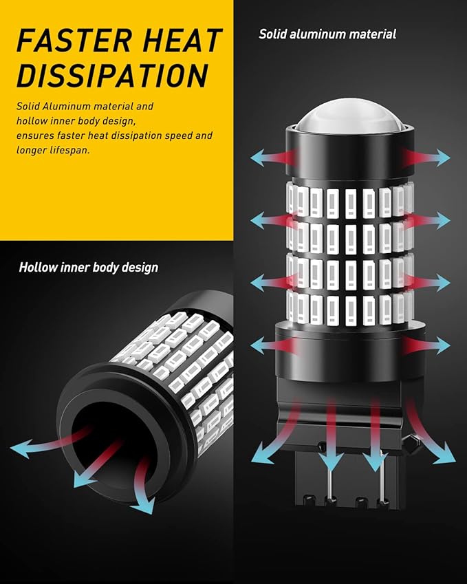 AUXITO Upgraded 3157 LED Bulbs Red, Super Bright 3056 3156 3057 4157 LED Bulbs with Projector for Brake Lights Tail Lights Stop Turn Signal Reverse Back Up Parking Marker Lights