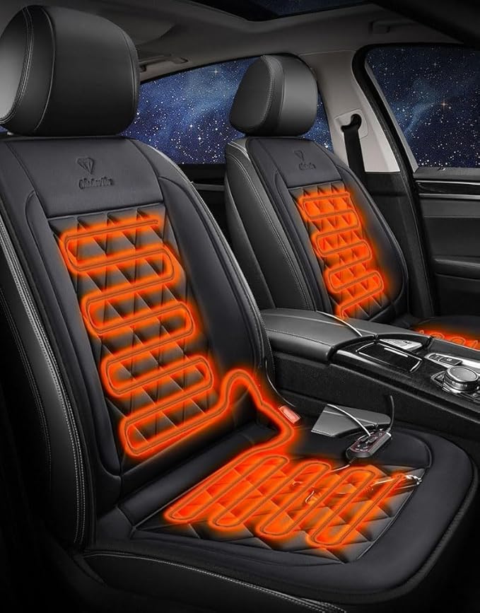 Buybai Car Seat Covers Set Universal Car Seat Cover Comfortable Leather Seat Cushion Automatic Seat Protector Fit SUV Truck Van (1Pack Black)