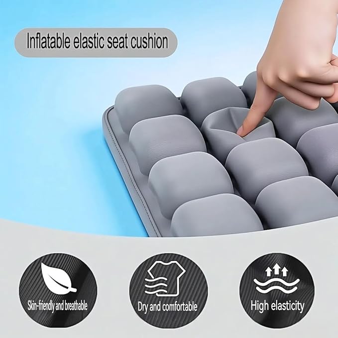 3D Air Cushion, A Pressure-reducing and Shock-Absorbing Seat Cushion, Suitable for Office Chairs, Car Seats, Wheelchairs, Helps Relieve Tailbone Pain and Prevent Hemorrhoids (Black, 36airbag)