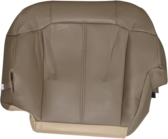 SecosAutoparts Driver Side Bottom and Foam Cushion Replacement Leather Seat Covers Med Tan Compatible with Chevy Silverado 1500 2500 1999 2000 2001 2002