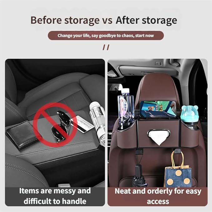 4-in-1 car organizer back seat, Multi-Pocket backseat car cup holder, Universal back seat cup holders for cars, car organization, for Travel & Daily Use (METER)