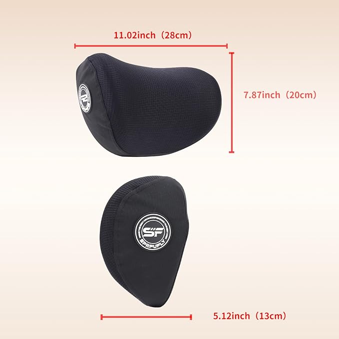 2 Pack Car Headrest Pillow, Extra Soft Car Pillow, 100% Memory Foam Car Neck Pillow for Driving - Universal Fit Travel Car Rest Pillow for Pain Relief While Driving(Comes with 2 Eye Masks)