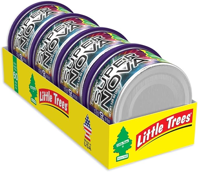 LITTLE TREES Car Air Freshener | Fiber Can Provides Long Lasting Scent for Auto or Home | Recycled Fiber | Supernova, 4 Air Fresheners