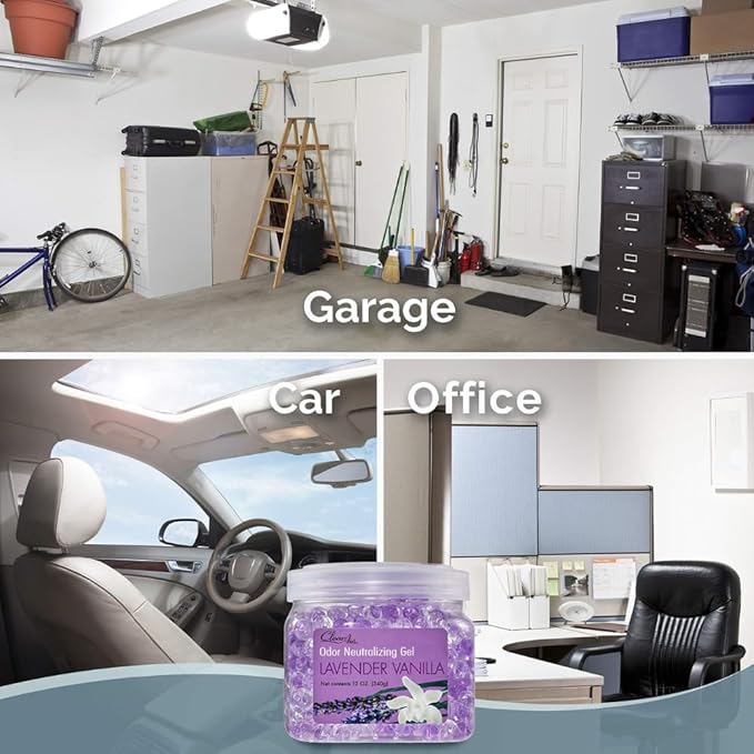 Clear Air Odor Eliminator Gel - 12 oz, Pack of 2 - Air Freshener Made with Essential Oils - Eliminates Odors in Bathrooms, Cars, Boats, RVs & Pet Areas - Lavender Vanilla Scent