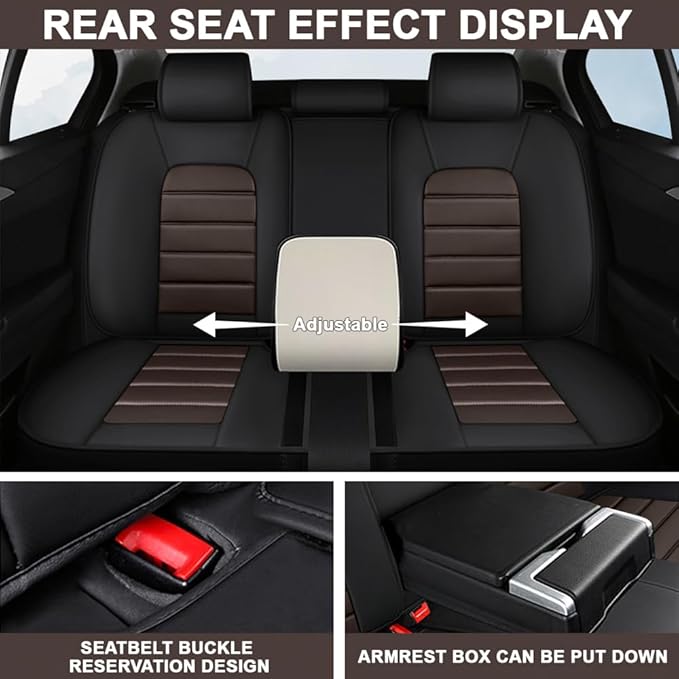 5 Seat Covers Fit for Acura ILX 2013-2022, Waterproof Premium Leather Automotive Accessories Seat Protectors Seat Cushions Wear-Resistant Car Seat Covers（Black&Coffee,Full Set）