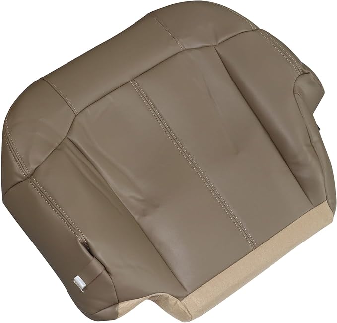SecosAutoparts Driver Side Bottom and Foam Cushion Replacement Leather Seat Covers Med Tan Compatible with Chevy Silverado 1500 2500 1999 2000 2001 2002