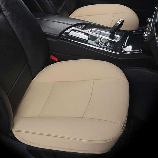 Luxury PU Leather Car Seat Cover Protector Front Car Seat Cover Seat Bottom Cover Single Seat Cover-Compatible with 90% Vehicles (Width 20.8× Deep21 × Thick 0.2 inch) (Beige)