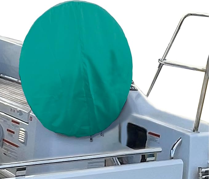 SavvyCraft Waterproof Boat Steering Wheel Covers, Heavy Duty Solution-Dyed 600D Fade-Resistant UV Protection Sailboat Yacht Marine Steering Wheel Protector Case, Vecro and Zipper Closure Teal 36"