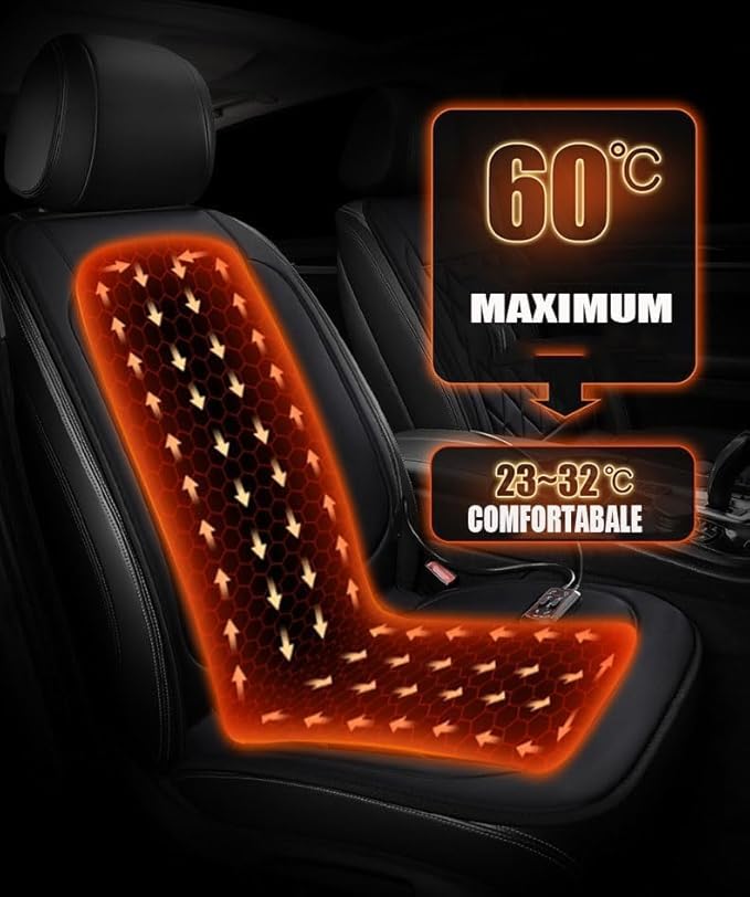 Buybai Car Seat Covers Set Universal Car Seat Cover Comfortable Leather Seat Cushion Automatic Seat Protector Fit SUV Truck Van (1Pack Black)