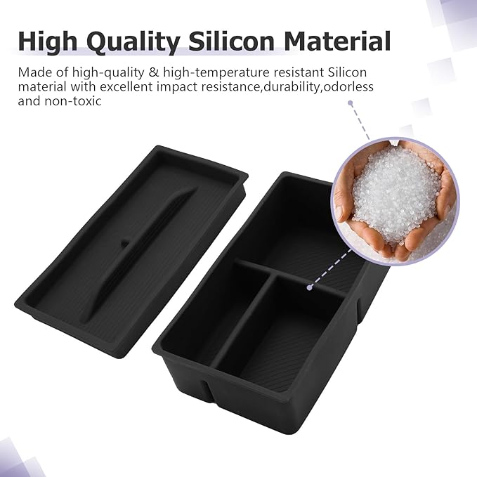 LUWU 2025 2026 Lexus RX350 Center Console Organizer for 2023 2024 2025 2026 Lexus RX350/RX450/RX500 Accessories Armrest Console Storage Box Glove Organizer Tray Silicone Material 2-Pack (Black)