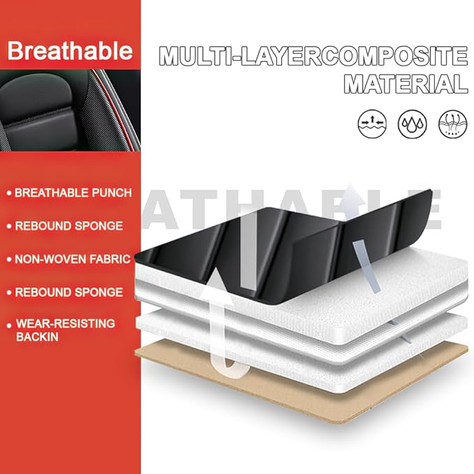 2 Seat Covers Fit for Acura ILX 2013-2022, Waterproof Premium Leather Automotive Accessories Seat Protectors Seat Cushions Wear-Resistant Car Seat Covers（Black&Red,Front Only）