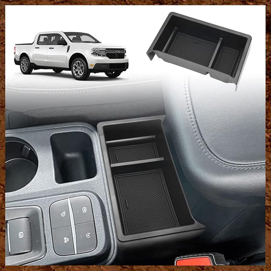 Muslogy for Maverick 2023 2022 Center Console Organizer Gear Shift Storage Box ABS Material Insert Tray Compatible with Ford Maverick 2022 2023 2024 Accessories (Black)