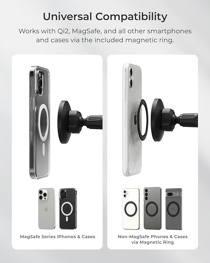 iOttie iTap 3 Magnetic Air Vent Car Mount Phone Holder with Magnetic Ring Adapter. Compatible with iPhone, Samsung Galaxy, Google Pixel, Huawei, LG, and All Qi Compatible Smartphones