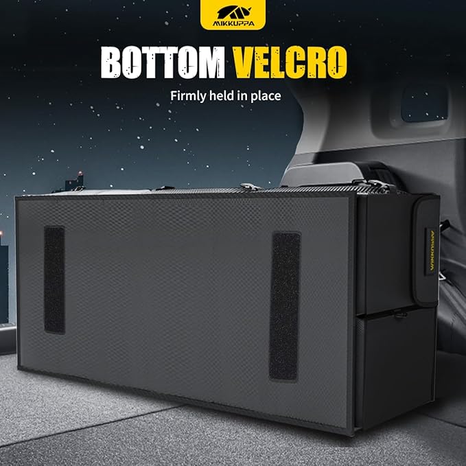 MIKKUPPA Car Trunk Organizer with Cooler - 95L Collapsible Trunk Organizer with Lid, Trunk Storage Organizers for SUV Truck Van with Adjustable Straps and Non Slip Bottom (Black, X-Large with Cooler)