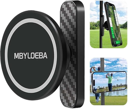 [Reinforced Metal Base] Magnetic Golf Cart Phone Mount - Anti-Crack Bottom with Shock-Absorbing Body, Heat-Resistant N52 Magnet Holder for MagSafe iPhone 17-12, Golf Gifts for Men