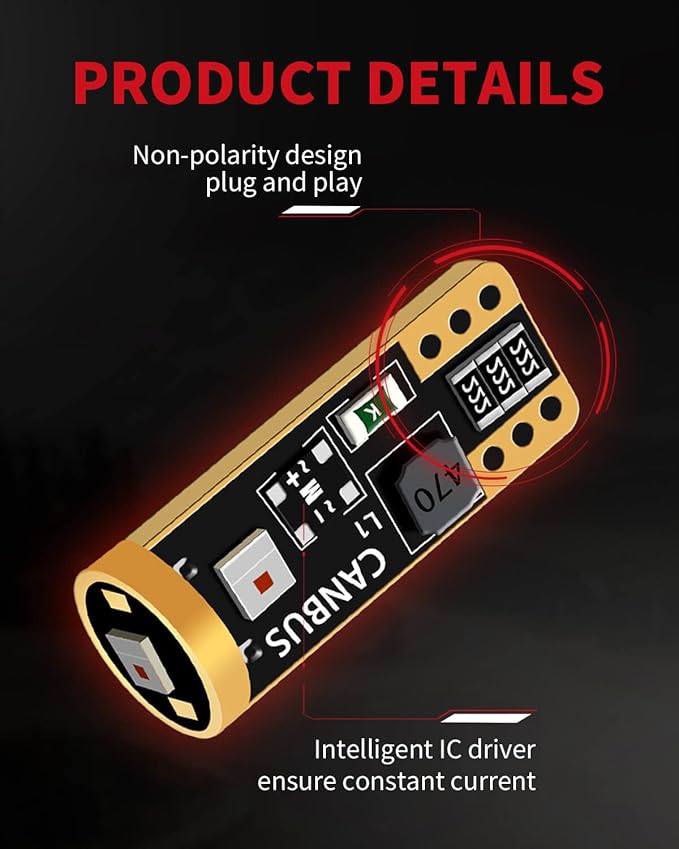 LASFIT 194 LED Bulb Red 168 T10 192 2825 W5W LED Bulb Canbus Error Free, Non-Polarity 400LM Extremely Bright for Dashboard Light, Dome Map Courtesy Door Trunk Cargo Lights, Pack of 2