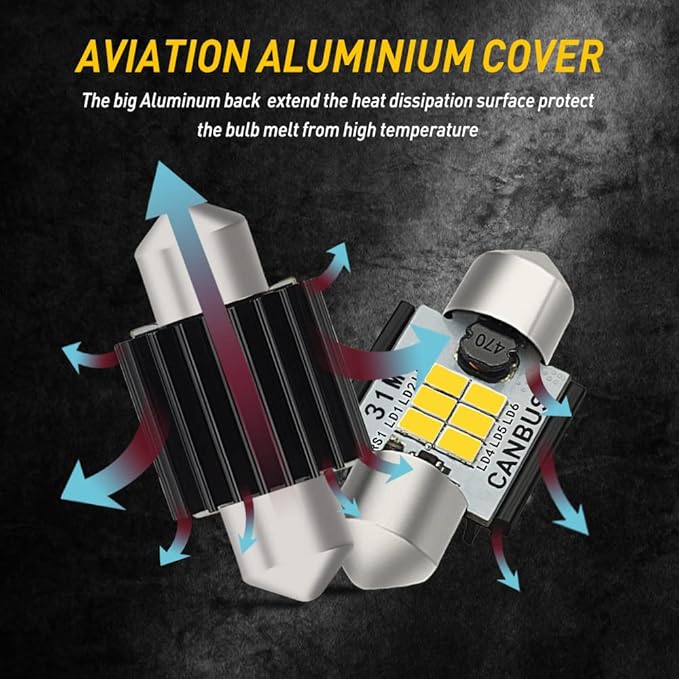 AUXITO Upgraded 1.25 inch 31MM DE3175 DE3021 Canbus Error Free Festoon LED Bulbs for Interior Car License Plate Dome Map Door Courtesy Maker Lights Xenon White, Pack of 2