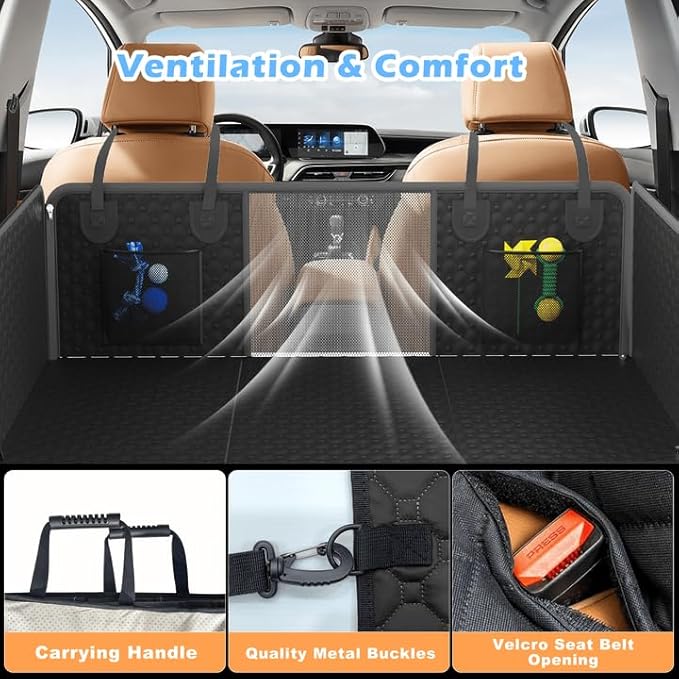 Hard Bottom Dog Car Seat Cover for Pets, Large Space Rigid Base, 450 lbs Weight Capacity, 2025 Upgraded Material Scratch-Resistant for Enhanced Safety, Easy Clean and Use Fits Car,SUV,Truck