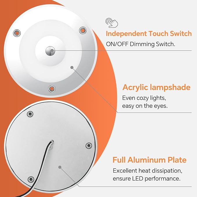 12V Ceiling Dome Light, 4.75 Inch 400LM Dimmable Interior Light for RV Boat Camper Van Travel Trailer Truck Fifth Wheel Interior Lighting, Blue NightLight & Touch Switch(Cool White)