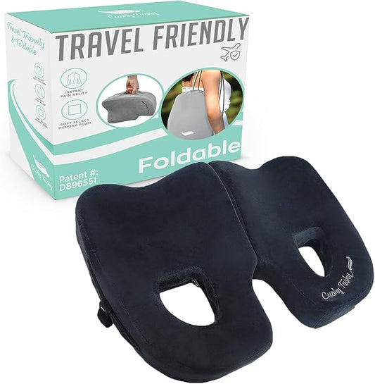 Premium Foldable Piriformis Seat Cushion - Piriformis Pain and Sciatic Pain Relief Cushion - for Home & Office Use, Perfect for Travel or Driving