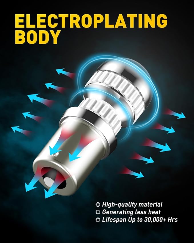 AUXITO 1156 LED Bulb Red Super Bright 7506 BA15S P21W LED Replacement with Projector for Taill Brake Backup Reverse DRL Signal Parking Lights, Pack of 2