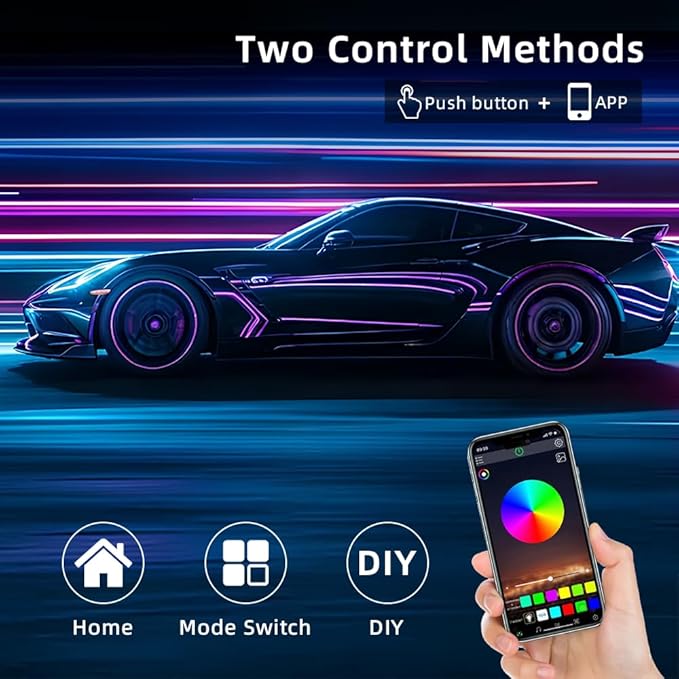 Acrylic Interior Car LED Strip Light, Dreamcolor 14-in-1 RGB Ambient Lighting with APP, 16 Million Colors 175in 600LED Music Sync Lights for Night Driving, Home, Camping & Gift Decor