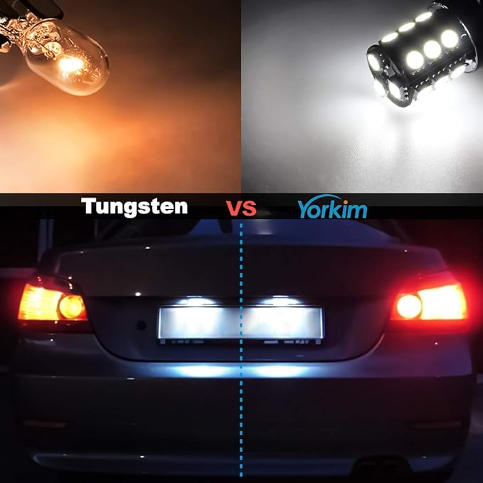 Yorkim 3157 LED Light Bulbs White Super Bright, 3056 3156 3156A 3057 4057 3157 4157 T25 LED Bulbs for Brake Lights, Backup Reverse Lights， Reverse Tail Lights - Pack of 10