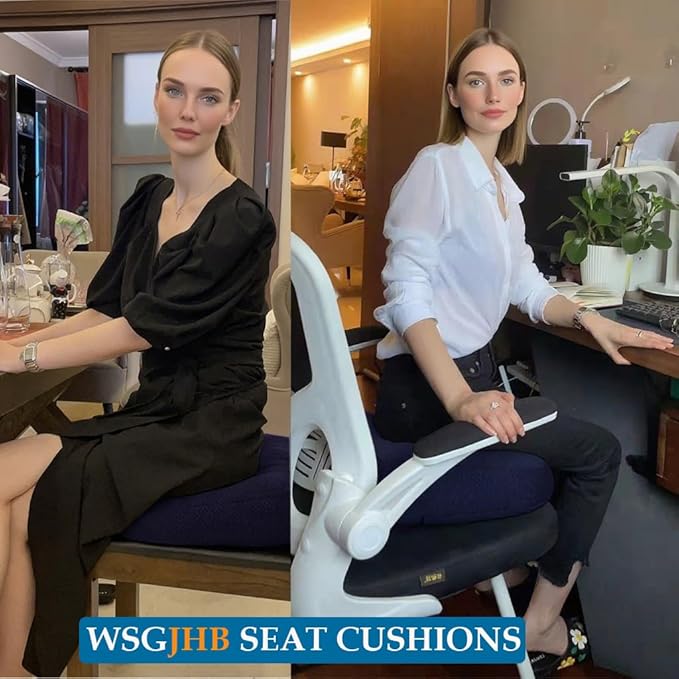 WSGJHB Large Seat Cushion, Extra Thick Booster Seat Cushions for Office Chairs Long Sitting Office Workers, Car Drivers, Relieves Back Pain, Breathable, Anti-Slip, 20x20x6 inchs, Blue