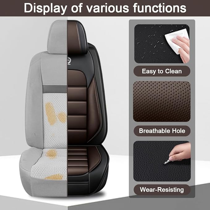 5 Seat Covers Fit for Acura ILX 2013-2022, Waterproof Premium Leather Automotive Accessories Seat Protectors Seat Cushions Wear-Resistant Car Seat Covers（Black&Coffee,Full Set）