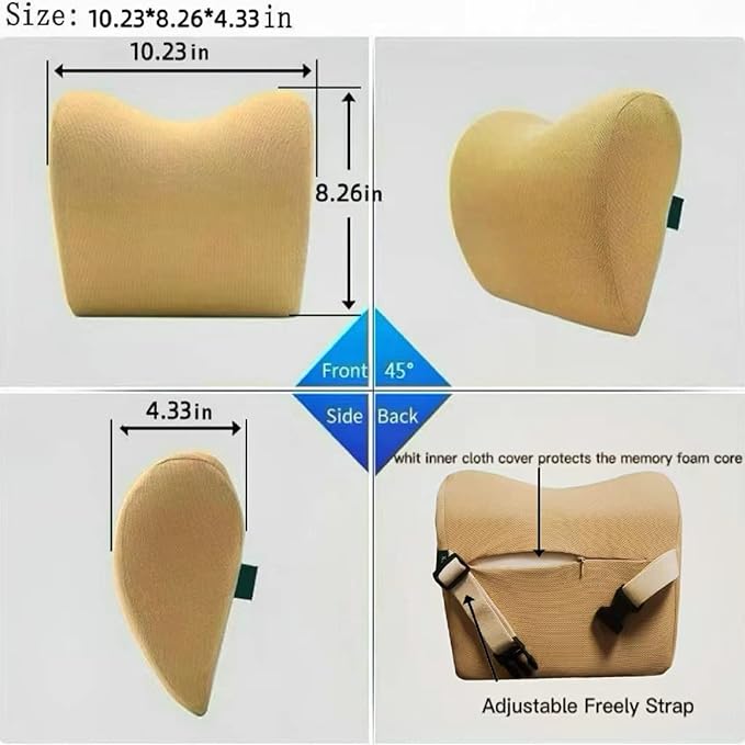 Car Neck Pillow - Memory Foam Cervical Relief Cushion, Headrest Support for Pain, Black