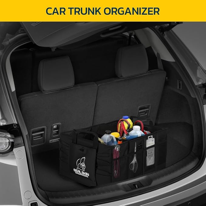Seal Skin Covers Trunk Organizer for SUV, Car & Truck - Premium Heavy Duty and Collapsible with 3 Adjustable Sizes - Lightweight and Portable Storage Organizer - Easy to Use and Install in Any Vehicle