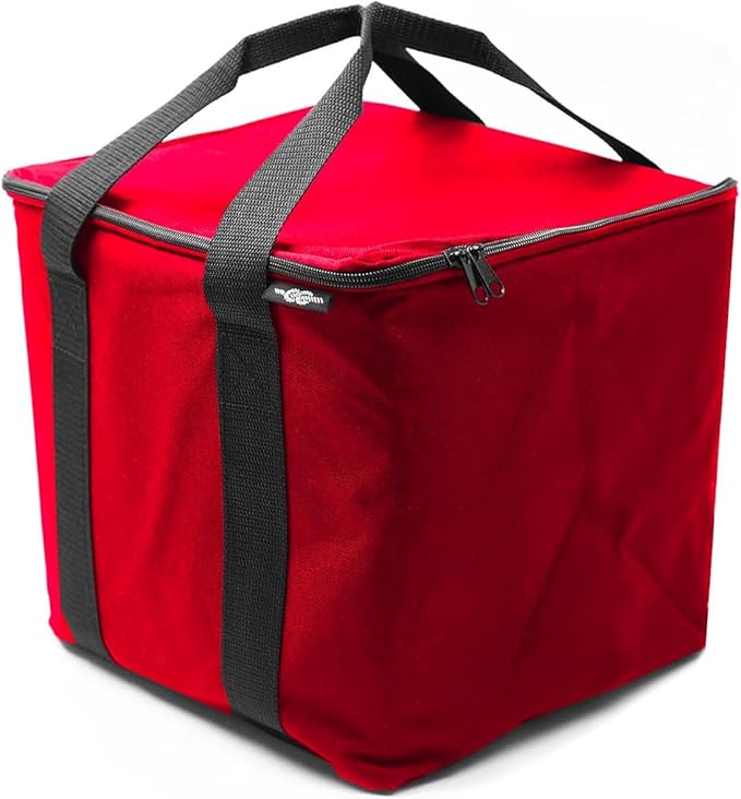 Insulated Cooler Bag for Car Trunk – Thermal Food & Drinks Carrier for Family Trips, Fits Modular Organizer Compartments – Red