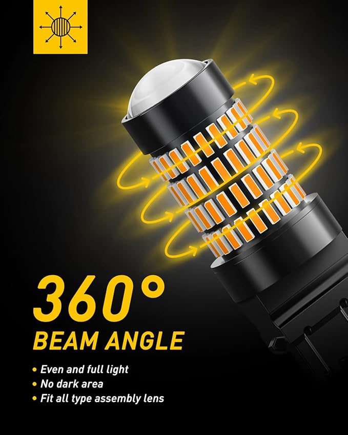 AUXITO 3157 LED Bulbs Amber, Super Bright 3056 3156 3057 4157 LED Bulbs with Projector for Turn Signal Blinker Reverse Back Up Parking Marker Lights