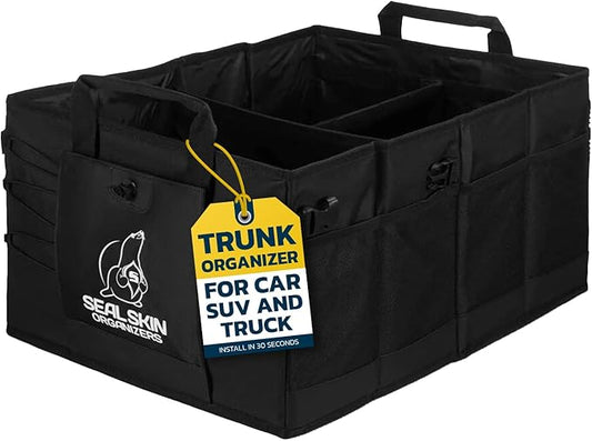 Seal Skin Covers Trunk Organizer for SUV, Car & Truck - Premium Heavy Duty and Collapsible with 3 Adjustable Sizes - Lightweight and Portable Storage Organizer - Easy to Use and Install in Any Vehicle