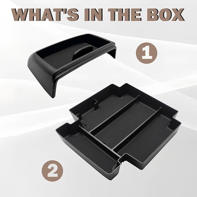 Muslogy for 2021-2024 Yukon Tahoe Suburban Sliding Center Console Armrest Organizer & Dash Storage Tray 2PCS Compatible with GMC Yukon Tahoe Suburban 2021 2022 2023 2024 Not for Denali (Console+Dash)