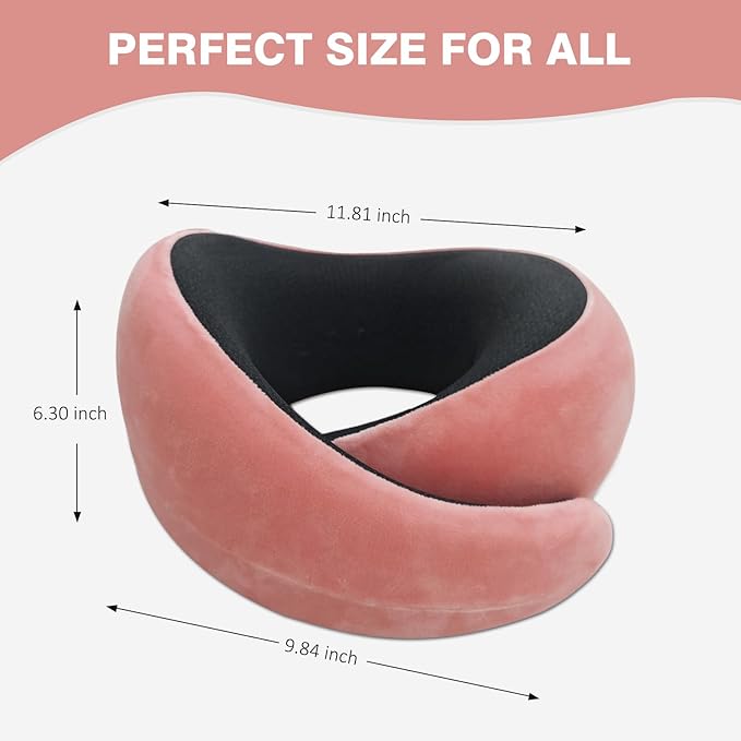 Snail Flexible Neck Pillow, Premium Memory Foam Travel Pillow, 360°Ergonomic Design, Asymmetrical Sides, Suitable for Flight, Car, Office, Washable Pillowcase (Pink)