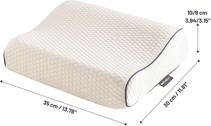 Memory Foam Travel Pillow with Washable Cover & Carry Bag – Compact, Soft & Breathable Neck Pillow for Airplane, Camping & Car (White- with Extra Gray Cotton Cover, 13.8x11.8x3.9/3.1 inches)