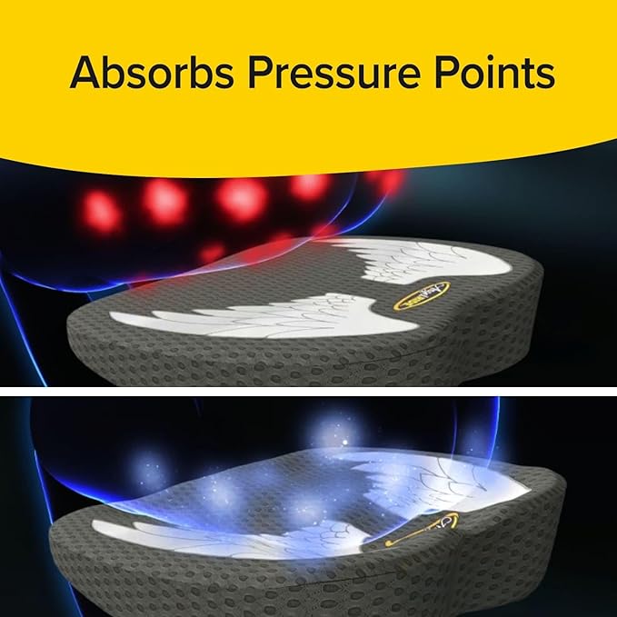 Auto Cushion with Memory Foam, AS-SEEN-ON-TV, Advanced Lumbar Helps Relieve Pressure Points, Molds to Any Body, Drive in Heavenly Comfort in Any Vehicle, Breathable, Washable Cover