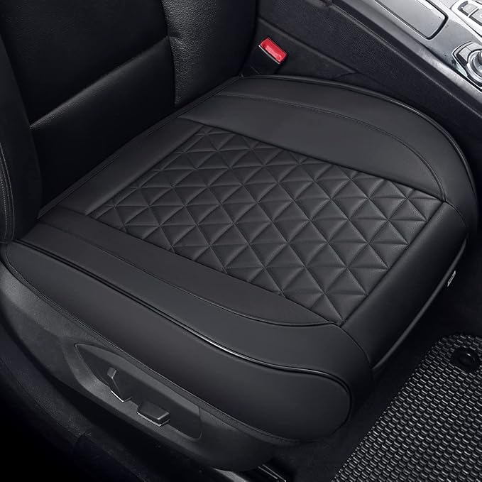 Black Panther Luxury Faux Leather Car Seat Cover Front Bottom Seat Cushion Cover, Anti-Slip and Wrap Around The Bottom, Fits 95% of Vehicles - 1 Piece,Black