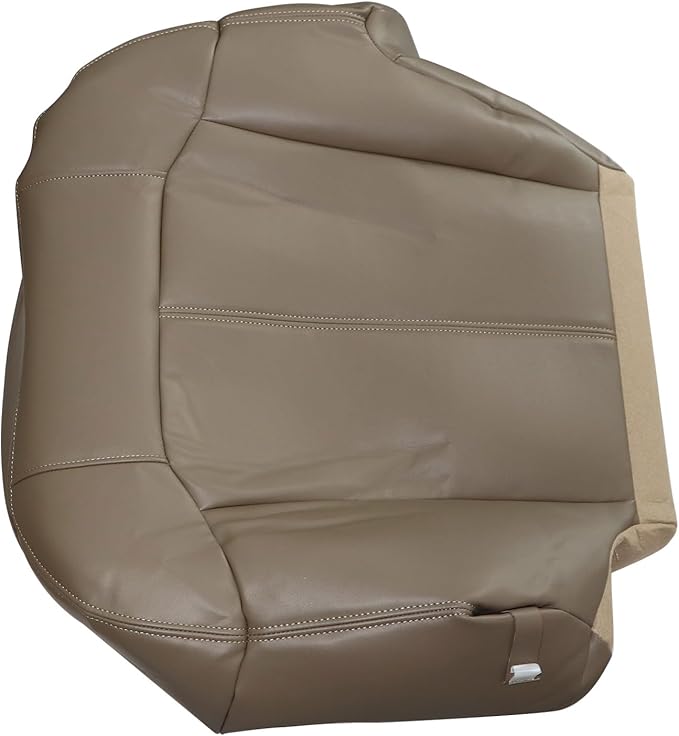 SecosAutoparts Driver Side Bottom and Foam Cushion Replacement Leather Seat Covers Med Tan Compatible with Chevy Silverado 1500 2500 1999 2000 2001 2002