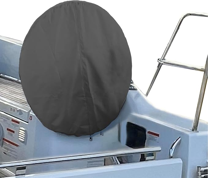 SavvyCraft Waterproof Boat Steering Wheel Covers, Heavy Duty Solution-Dyed 600D Fade-Resistant UV Protection Sailboat Yacht Marine Steering Wheel Protector Case, Vecro and Zipper Closure Black 36"