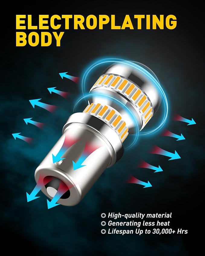 AUXITO 1156 LED Bulbs Amber Yellow Super Bright 7506 BA15S P21W LED Bulb with Projector for Front Rear LED Turn Signal Bulb DRL Marker Blinker Parking Lights, Pack of 2