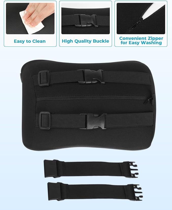 Aukee Memory Foam Car Neck Pillow Soft Leather Headrest for Driving Home Office Black (1PC)