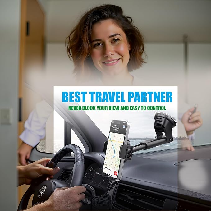 Car Phone Holder for Dashboard, Windshield, Air Vent - Universal Mount, Heavy Duty, Compatible with All Smartphones