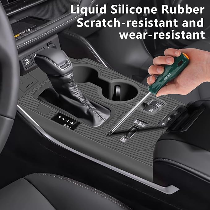 Temmis Center Console Silicone Organizer Wrap for Toyota Highlander 2026 (Hybrid Version), Full-Wrap Center Consel Electrostatic adsorption Cover for Toyota Highlander-Black