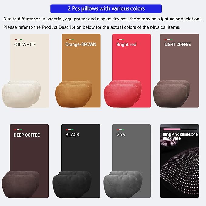 2pcs Car Neck Pillow for headrests,Support Drive Seats Head Cushion Pillows,Superfiber Suede,Plant-Based Polyester,Thickness & Height Adjustable,11.8x7.5,Inner Liner fillable(Orange Brown)